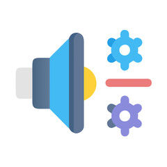 Poster - Volume control icon with gears for settings concept