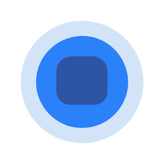 Poster - Stop Button Icon - Blue and Light Blue Design