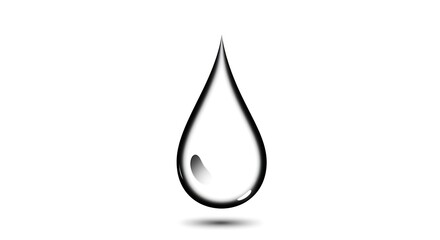 Poster - Minimal water droplet outline with a single curved line, subtle refraction hint, monochromatic elegance
