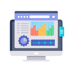 Poster - Data Analytics Dashboard on Computer Screen Flat Illustration