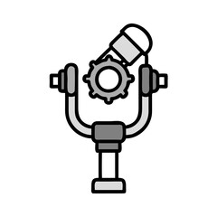 Poster - Minimalist gray robot construction on solid black background design