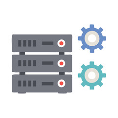 Poster - Server Hosting with Gears, Cloud Computing Configuration Symbol