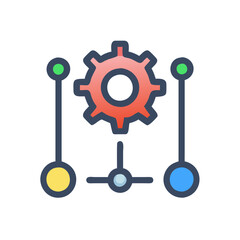 Poster - Colored Icon illustration of digital network or automation