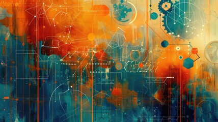 Poster - This vibrant abstract digital art piece features dynamic patterns and bold colors, perfect for creative projects, backgrounds, or artistic presentations.