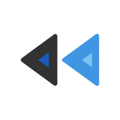 Poster - Rewind Arrow Icon: Backwards Multimedia, Blue, Black, Direction