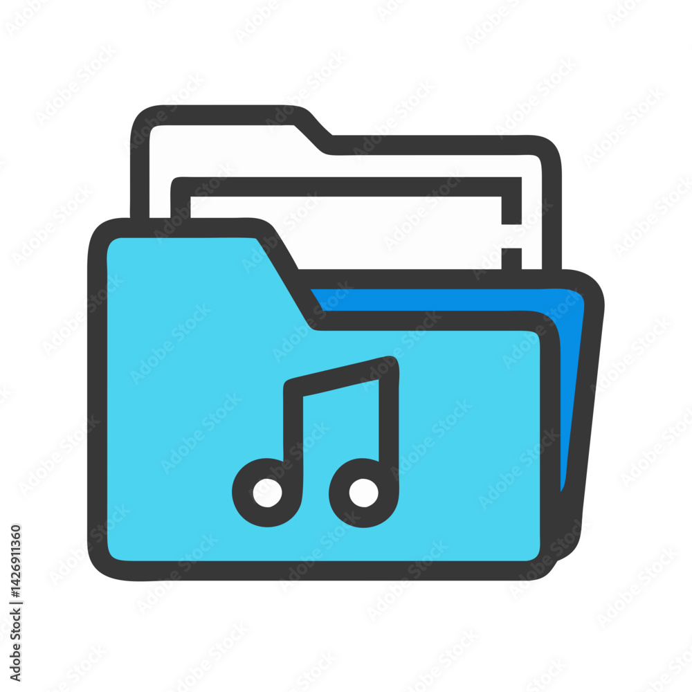 Music files folder icon, blue color scheme style Stock Vector | Adobe Stock