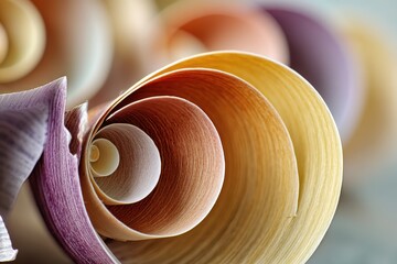 Leinwandbilder - Macro View of a Seashell Spiral Structure Showcasing Soft Pastel Shades in Natural Light