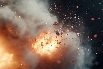 Poster - Exploding abstract particles create a dramatic burst of color and light in a cosmic display, Abstract particles explosion, 3d