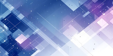 Poster - abstract background with geometric shapes in shades of blue, purple, and white with lines