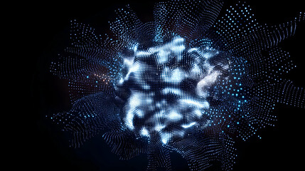 Fototapete - Abstract Glowing Blue Sphere Design With Black Background