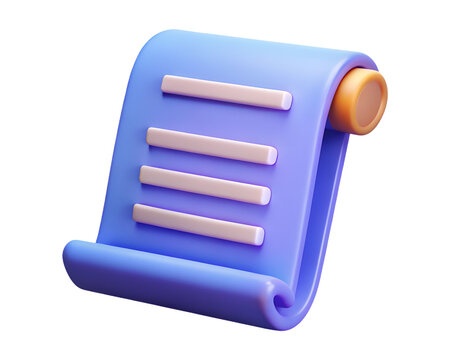 3D Render Blue Scroll with Text Isolated on Transparent Background