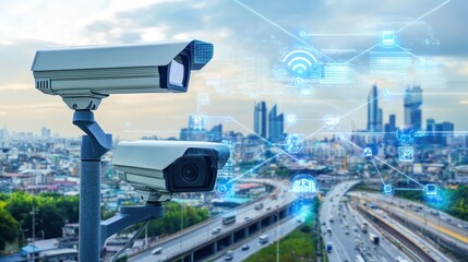 Poster - Surveillance cameras monitor a city highway network.