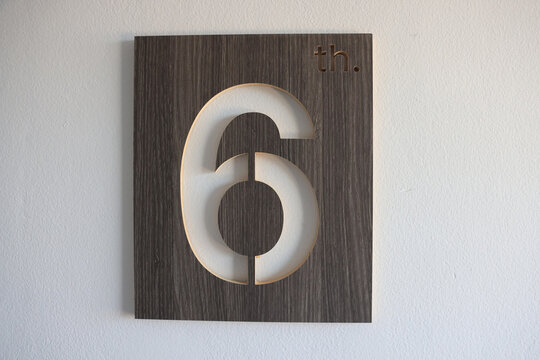 Sign indicating the hotel  floor with number 6 ,Elevator Cab Floor Indicator