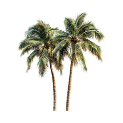 tall palm trees against transparent background