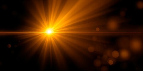 Poster - A striking image of a bright golden light source emitting rays against a dark background space