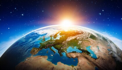 Wall Mural - planet earth space and sun