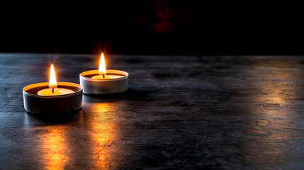 Poster - A lit candle illuminates a dark space with its flickering glow, creating a warm and cozy ambiance perfect for relaxation and intimacy