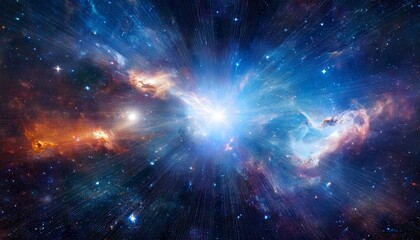 Wall Mural - deep space nebula with stars and a bright star flash
