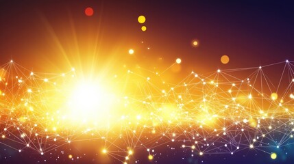Poster - Bright, connected network radiating from a luminous center.