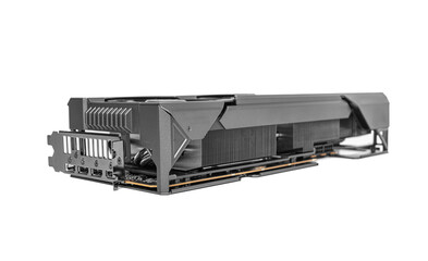 Aufkleber - A high-performance graphics card with a triple-fan cooling system designed for gaming and advanced computing tasks, isolated on white.