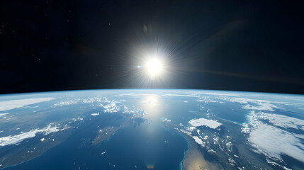 Wall Mural - Earth From Space With Bright Sun