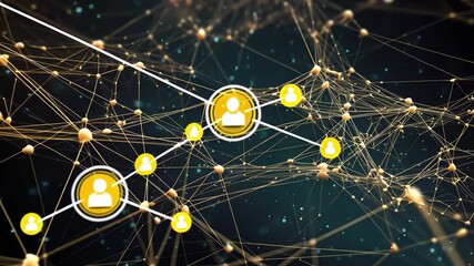 Fototapete - Intricate digital lines and dots create a captivating network representation showcasing the beauty of data connections in a futuristic setting during nighttime
