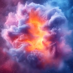 Wall Mural - A Vivid Nebula Displays Brilliant Colors Within Deep Space