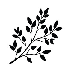 Black and White Tree Branch Silhouette Vector Illustration