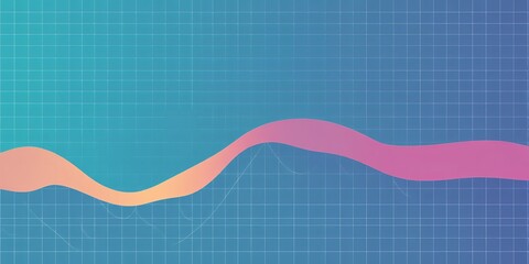 Poster - Gradient wave line across a blue grid pattern background with light and dark blue shades