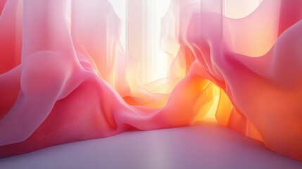Poster - A visually soothing scene of abstract 3D shapes in translucent pastel tones, gently layered to create depth and harmony