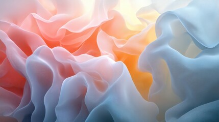 Poster - Floating, semi-transparent pastel-hued abstract forms, arranged dynamically with soft lighting emphasizing their gentle glow