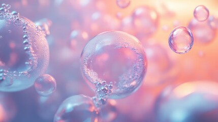 Fototapete - Floating, semi-transparent pastel-hued abstract forms, arranged dynamically with soft lighting emphasizing their gentle glow