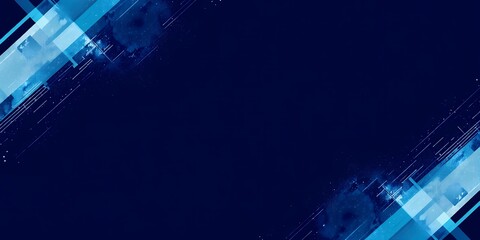 Poster - Abstract dark blue background with light blue geometric shapes and lines in the corners