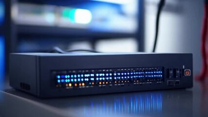 Poster - Server Hub's Core: The high-tech server hub glows, a heart of a network, pulses with digital life, embodying connectivity and the essential technology, an anchor of the future.