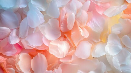 Poster - delicate flower petals covering the ground in soft pastel colors during springtime in a serene garde