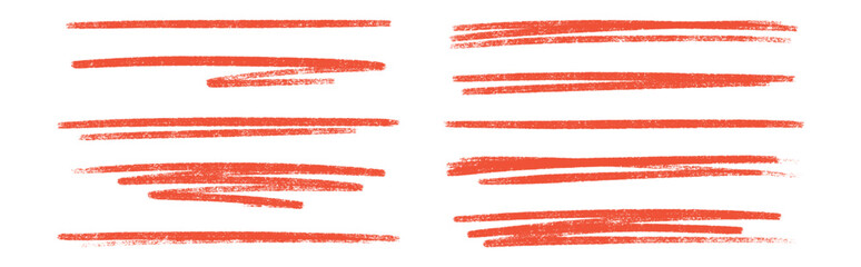 Poster - Underline red color crayon set - hand drawn chalk or marker horizontal highlighter strokes. Rough textured edges pencil lines - handdrawn design elements for emphasizing text and drawing accents