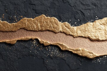 Aufkleber - An elegant black stone texture with gold and copper accents, revealing a luxurious and sophisticated design pattern, perfect for upscale backgrounds and graphics.