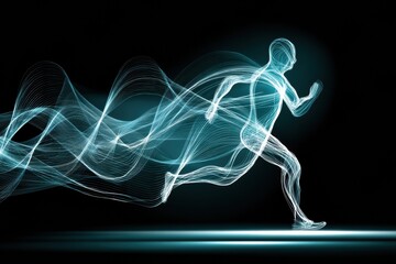 Aufkleber - Dynamic Trail of a Healthy Figure Running in Motion, Showcasing Energy and Vitality