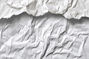 Poster - A close-up studio shot of crumpled and torn white paper, creating a textured background perfect for graphic design and artistic projects.