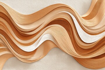 Poster - Abstract flowing lines in warm earth tones, creating a textured 3D effect, ideal for background use and designs that require natural and organic elements.