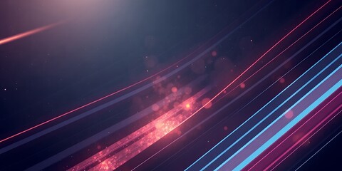 Poster - abstract background with blurred light effect and colorful lines crossing the dark backdrop space