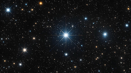 Wall Mural - Bright Star Among Many Stars In The Dark Space