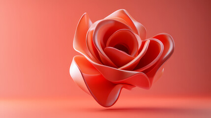 Wall Mural - 3d clay icon of an abstract rose floating design background. Hyper Rose. Illustration