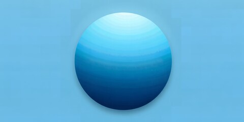Poster - A gradient blue sphere centered on a light blue background with soft lighting and shadows