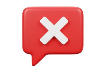 Poster - A red speech bubble with a white cross isolated on white background