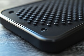 Poster - Close-up of a Black Plastic Phone Case with a Dot Pattern Design