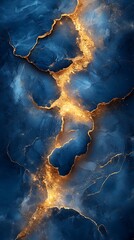 Wall Mural - Flowing blue gold abstract pattern high resolution hd image