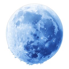Wall Mural - A Beautiful Blue Illuminated Moon Depicted Against a White Background