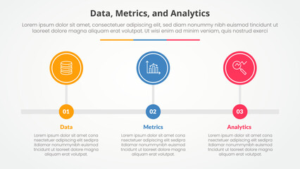 Poster - data metrics and analytics infographic concept for slide presentation with big circle outline horizo