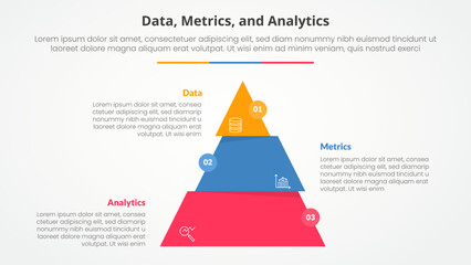 Poster - data metrics and analytics infographic concept for slide presentation with pyramid slice divide move